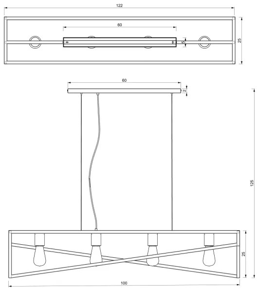 Lampadario a sospensione con filo GOTE 4xE27/60W/230V