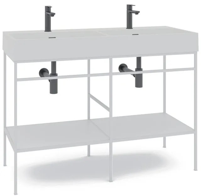 Mobile sottolavabo e lavabo Outline per doppia vasca bianco L 120 x H 89 x P 45.5 cm