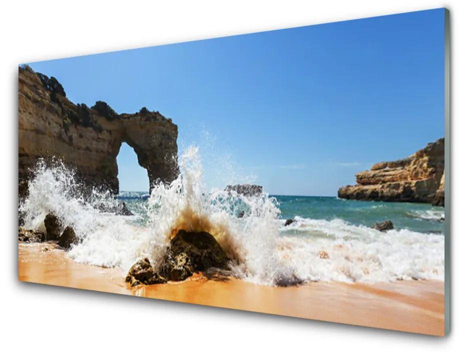 Quadro in vetro Spiaggia mare onde paesaggio 100x50 cm