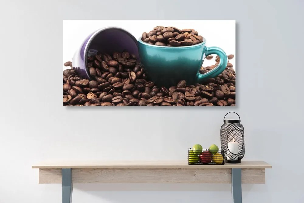 Stampa su tela – Tazze con chicchi di caffè