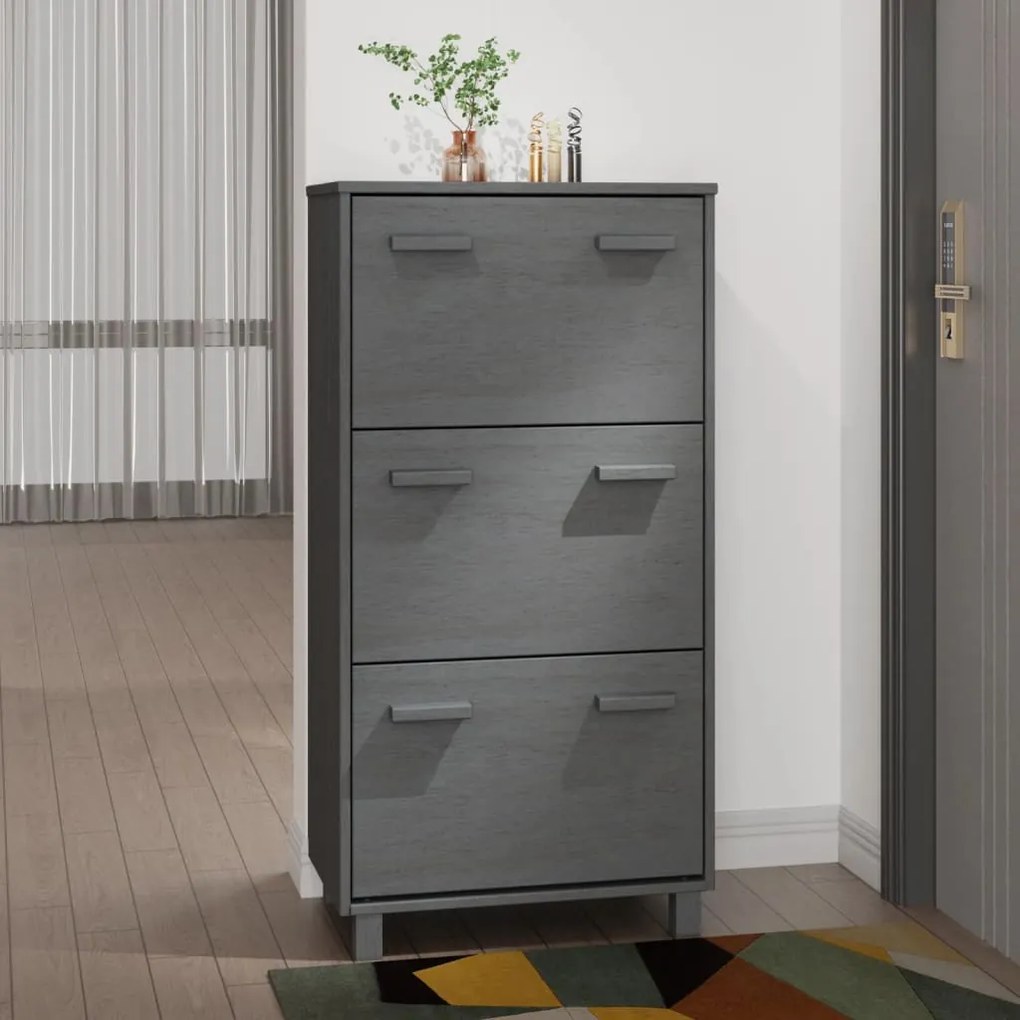 Scarpiera Hamar Grigio Scuro 59,5x35x117 Cm İn Legno Di Pino /