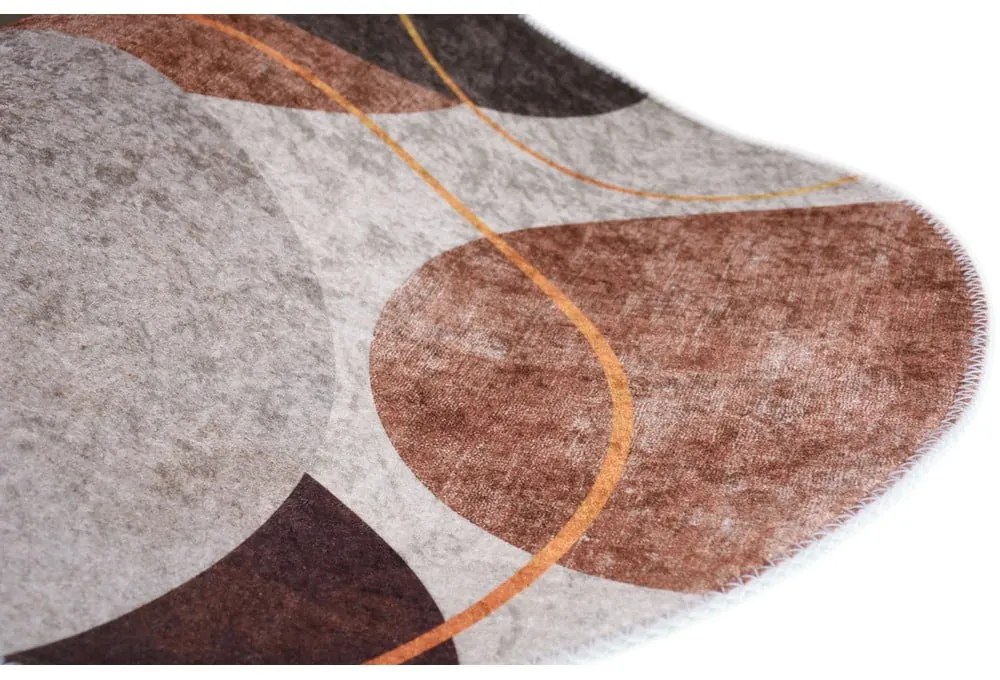 Tappeto lavabile in marrone crema 60x100 cm Oval - Vitaus