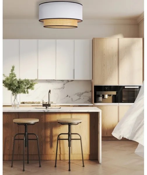 Duolla - Plafoniera BOHO 1xE27/15W/230V diametro 45 cm bianco/rattan