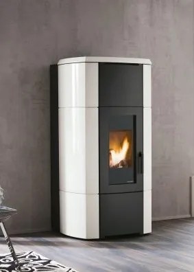 Palazzetti Ermione Idro 24 ACS Stufa A Pellet ad acqua 23,6kw Con Rivestimento in Ceramica beige