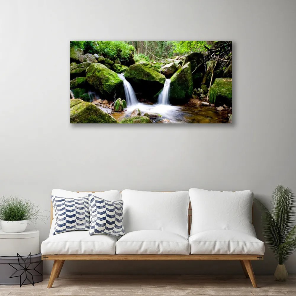 Quadro su tela Cascata di roccia naturale 100x50 cm