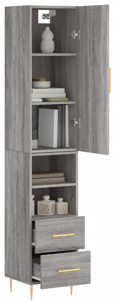 Credenza grigio sonoma 34,5x34x180 cm in legno multistrato