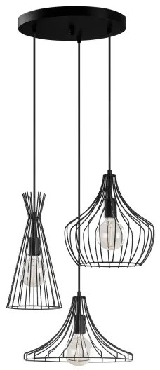 Lampadario a sospensione con filo MEZOPOTAMYA 3xE27/40W/230V nero