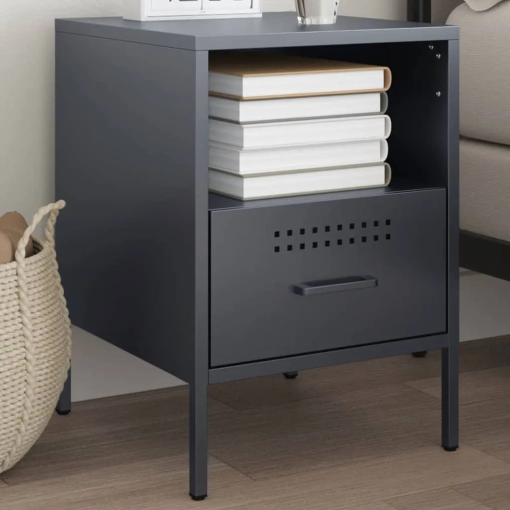 Comodino Antracite 36x39x50,5 Cm İn Acciaio /