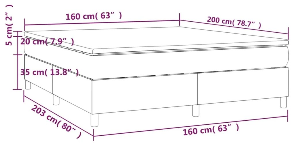 Giroletto a Molle con Materasso Tortora 160x200 cm in Tessuto