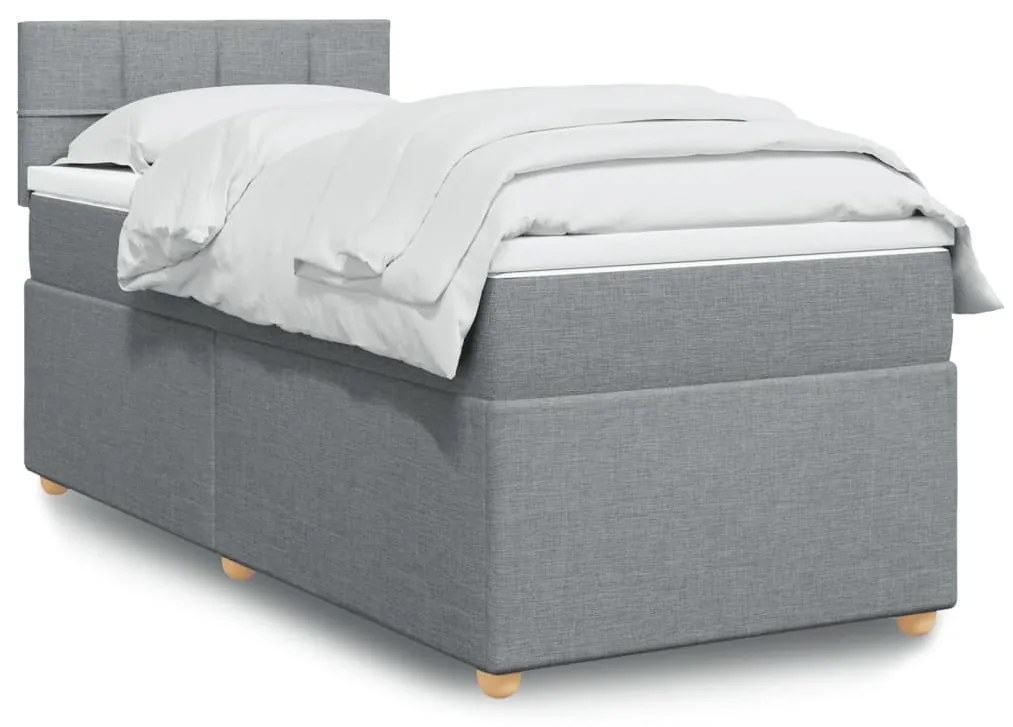 Giroletto A Molle Con Materasso Grigio Chiaro 80x200 Cm Tessuto /
