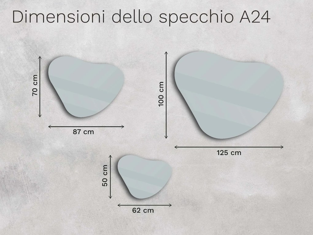 Specchio organico LED con illuminazione A24 62x50