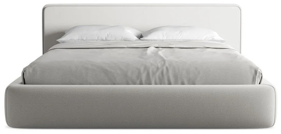 Letto matrimoniale imbottito grigio chiaro con contenitore con griglia 180x200 cm Kiana - Makamii
