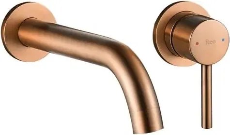 REA-B4600 - Miscelatore da lavabo per installazione ad incasso LUNGO, finitura rame spazzolato