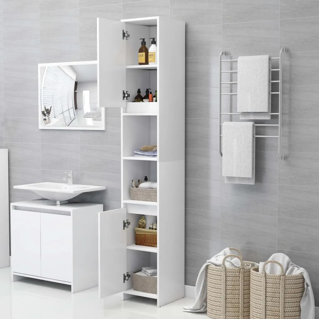 Mobile da bagno bianco 30x30x183,5 cm in legno multistrato