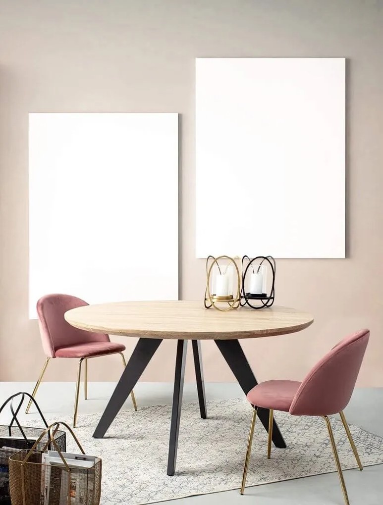 Set di 4 sedie TANYA in velluto rosa e base oro