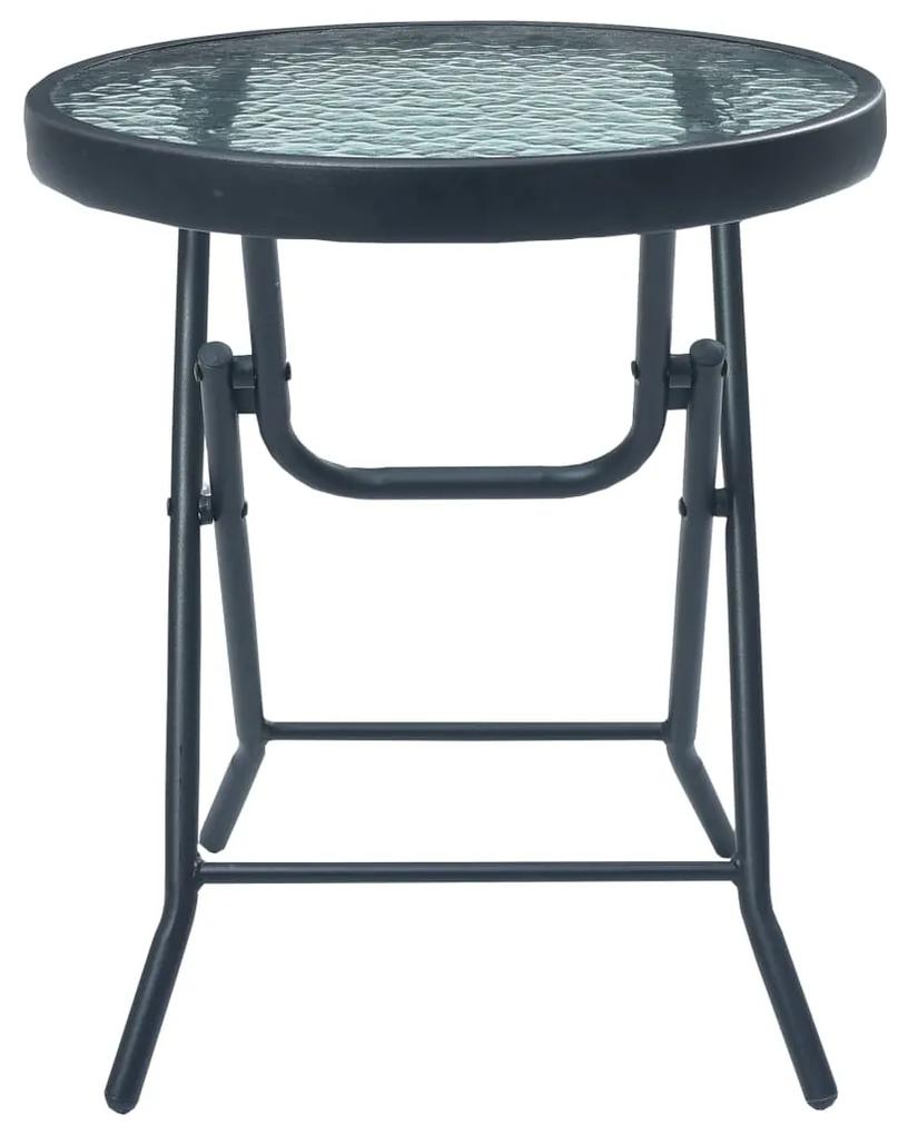 Tavolino da Bistrot Nero 40x46 cm in Acciaio e Vetro