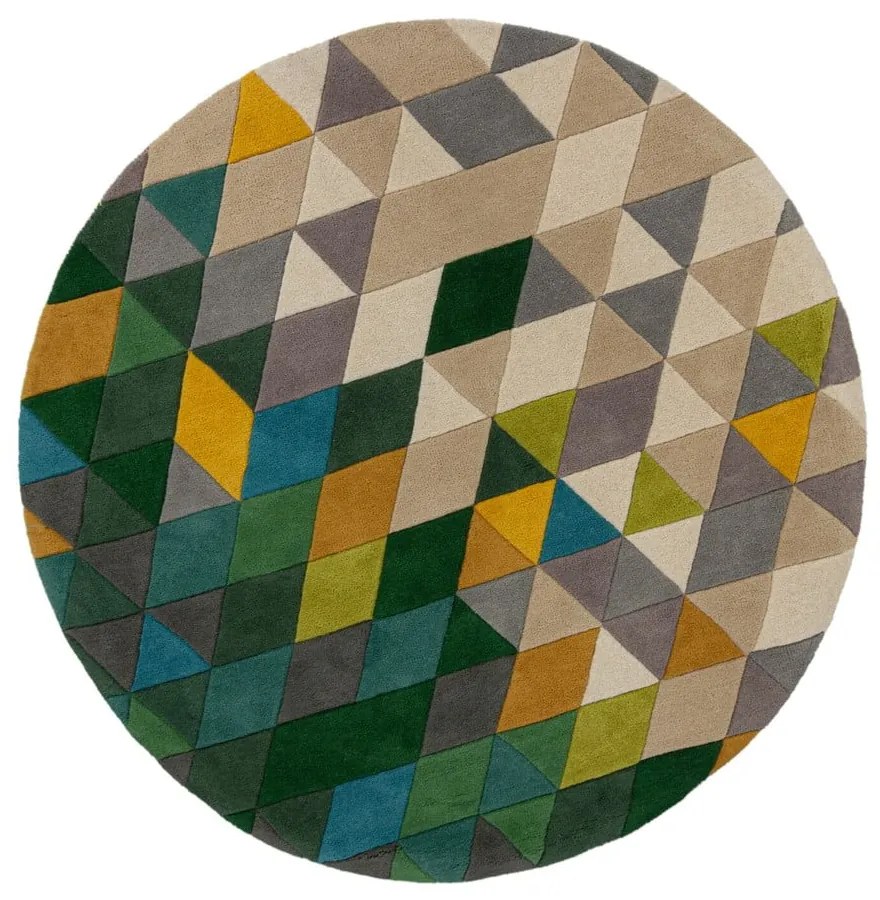 Tappeto rotondo in lana giallo/verde ø 160 cm Prism - Flair Rugs