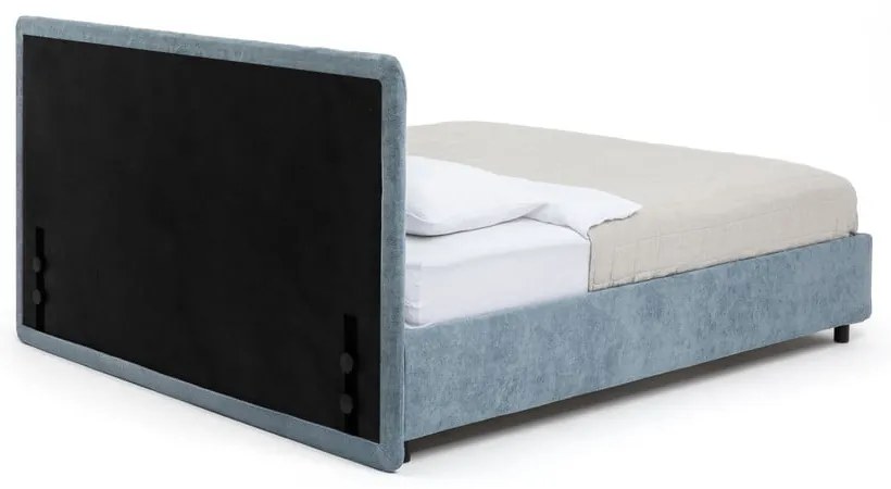 Letto matrimoniale imbottito blu con contenitore e rete inclusi 160x200 cm Myra Slim Line – Bonami Selection
