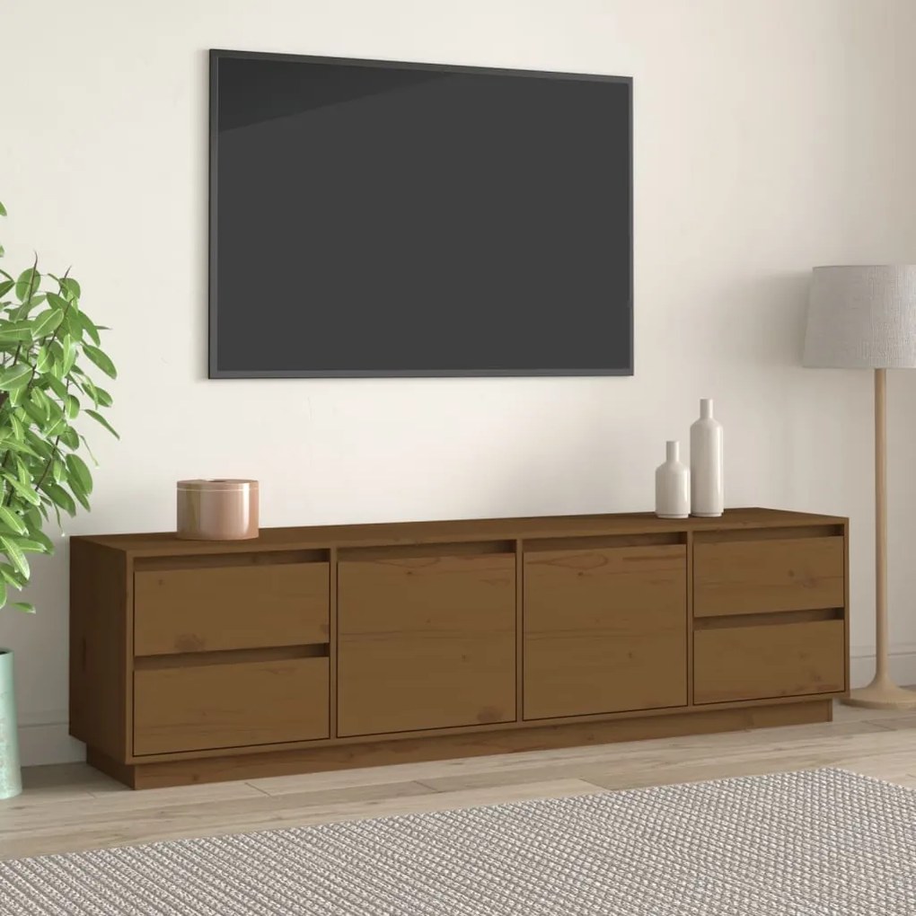 Mobile Porta Tv Ambra 176x37x47,5 Cm İn Legno Massello Di Pino /