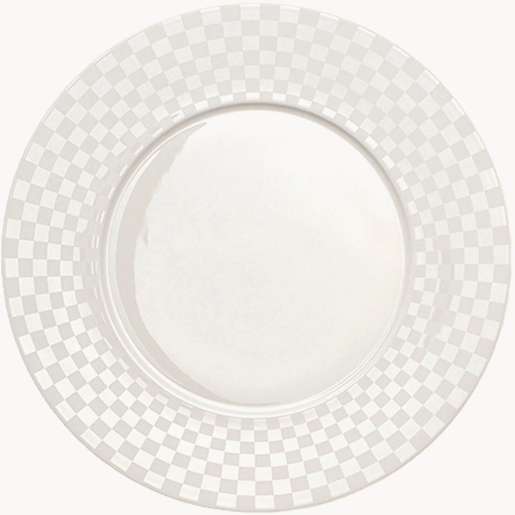 Set di 6 piatti da colazione in Fine Bone China Cross White