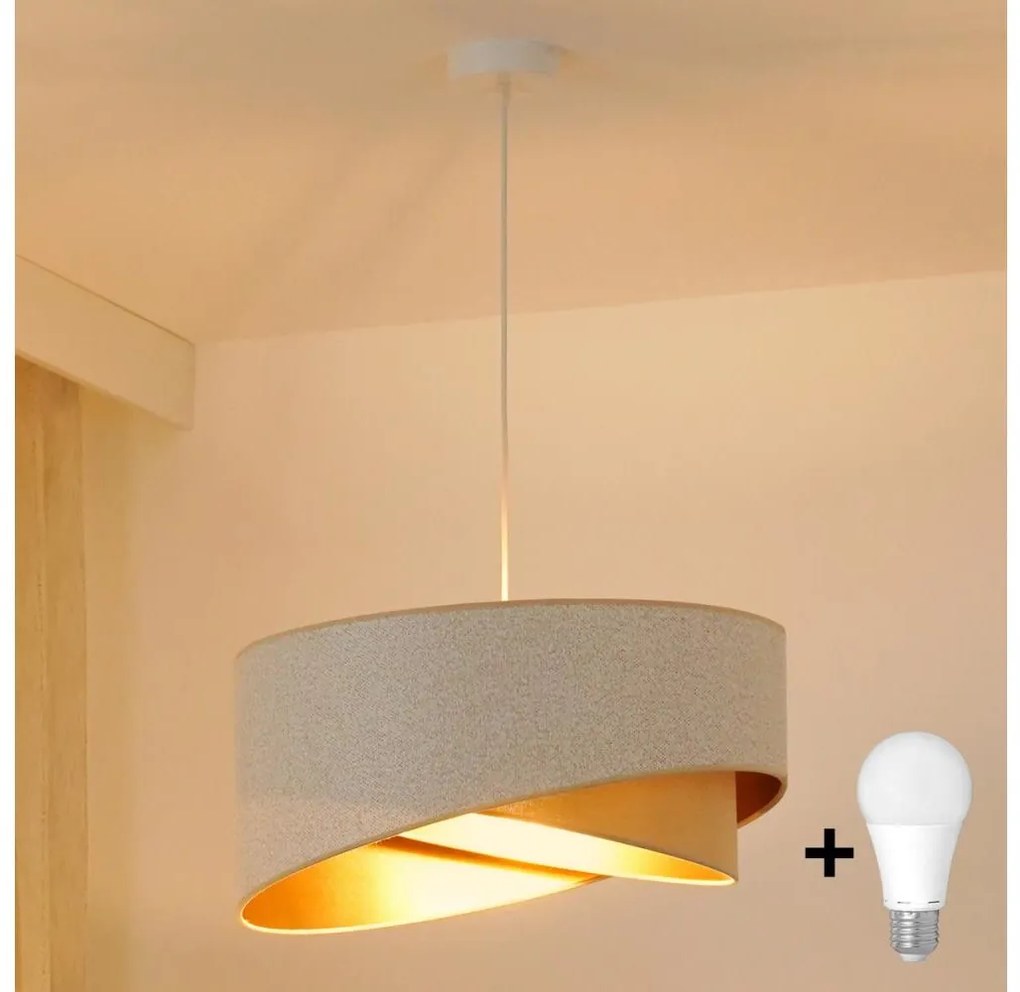 Brilagi - Lampadario LED a sospensione con filo LYRA 1xE27/15W/230V bianco/beige/oro