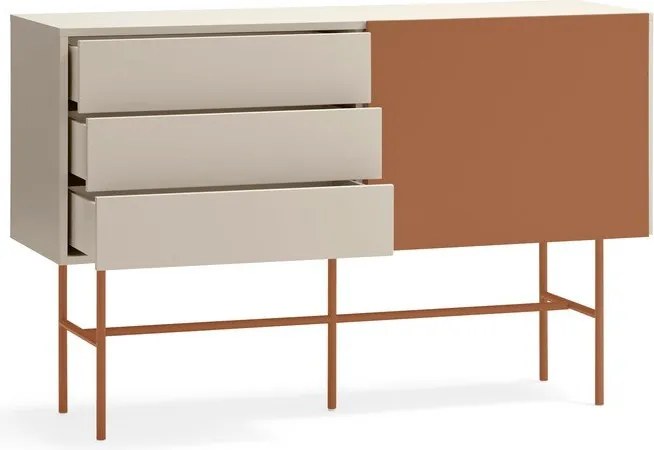 Cassettiera bassa con ante scorrevoli in mattone/beige 140x91 cm Nube - Teulat