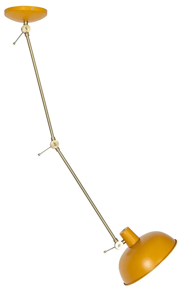 Plafoniera retrò gialla con bronzo - Milou