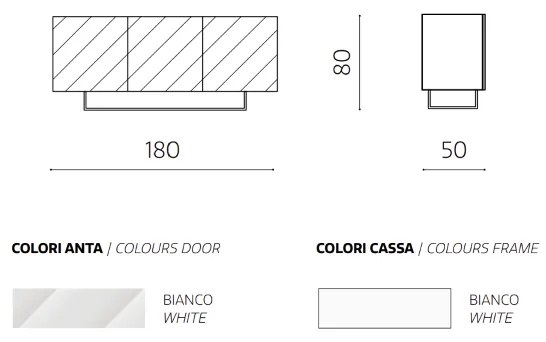 Madia 3 ante in legno 180 cm Bianco piedini sagomati - KALLA