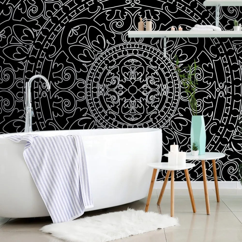 Carta da parati – Ornamento orientale in bianco e nero