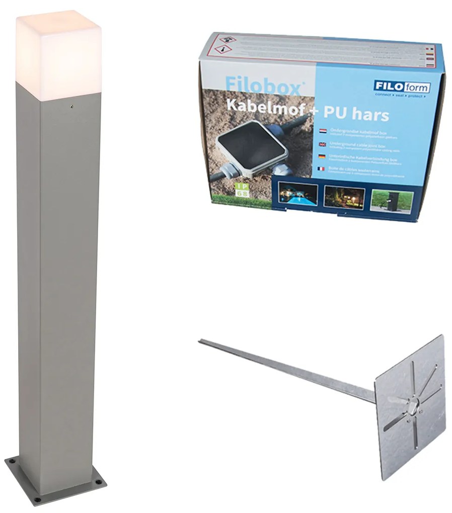 Lampada da esterno Denmark P70 Grigia con picchetto da terra e manicotto per cavi