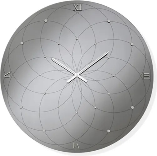 Orologio KYLE rotondo D60 cm in cristallo Fumč e numeri Argento