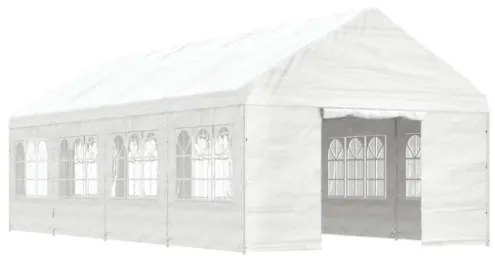 Gazebo con Tetto Bianco 8,92x4,08x3,22 m in Polietilene