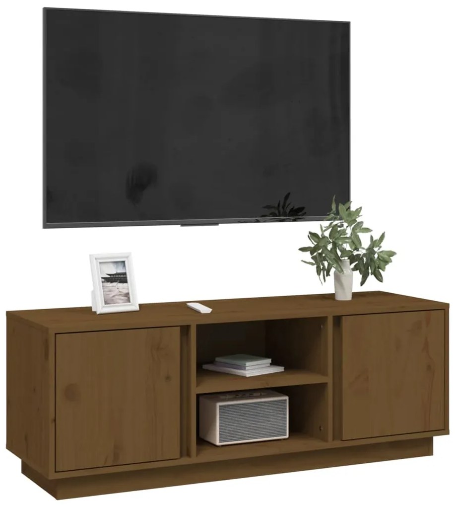 Mobile porta tv miele 110x35x40,5 cm in legno massello di pino