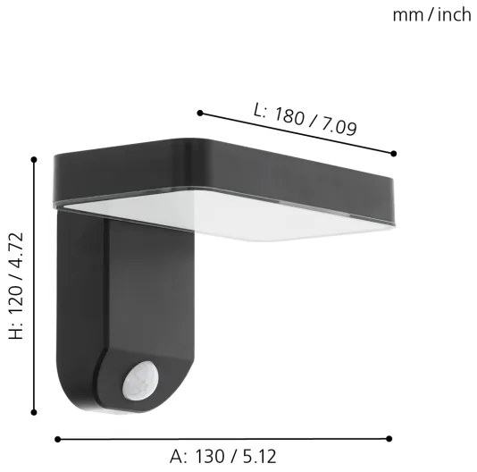 Eglo 98191 - Lampada da parete solare a LED con sensore PASTION LED/4,5W/3,7V IP44