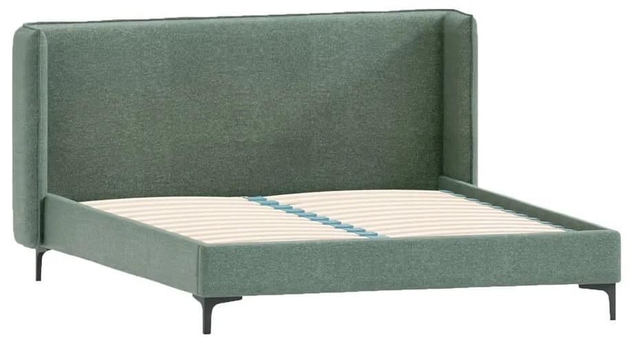 Letto matrimoniale imbottito verde con griglia 200x200 cm Basti - Ropez