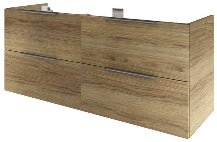 Mobile da bagno sospeso sotto lavabo L 150 x H 64 x P 48 cm quercia di campagna lucido, 4 cassetti SENSEA Neo