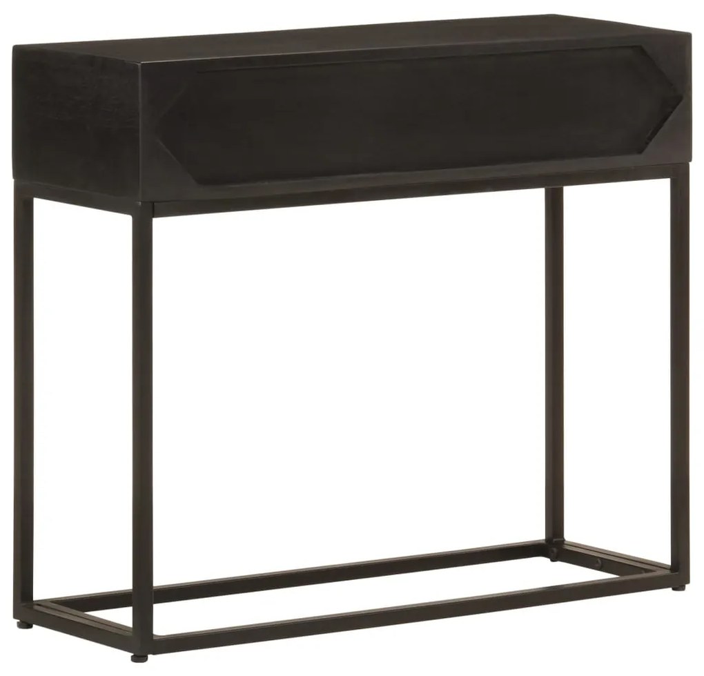 Tavolo consolle nero 90x30x76cm legno massello di mango e ferro