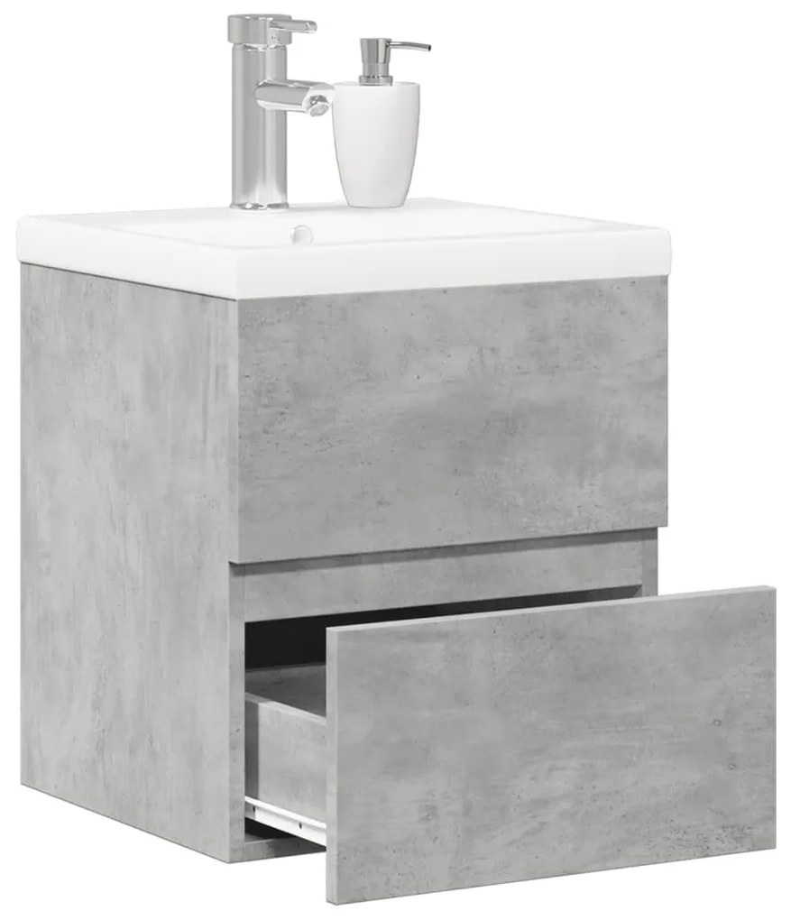 Set Mobili Da Bagno 2 Pz Grigio Cemento İn Legno Multistrato /