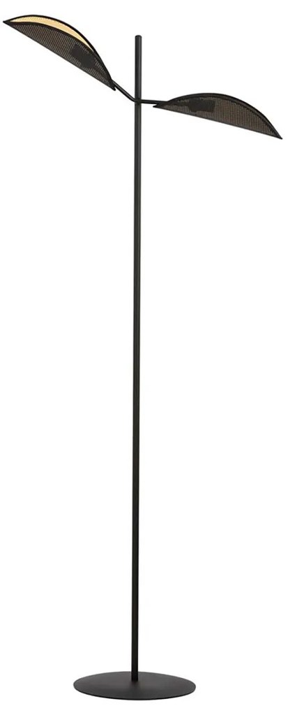 Piantana Moderno Eridano Acciaio Nero Oro 2 Luci E14 Ip20