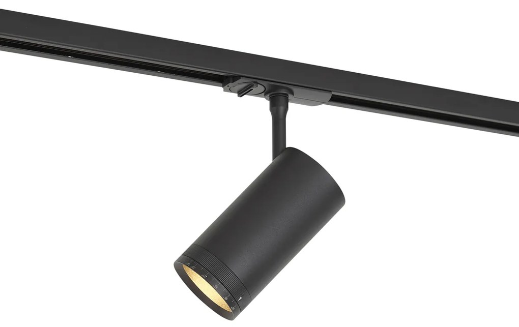 Faretto nero moderno per sistema a binario monofase con LED orientabile e inclinabile - Iconic Zoom