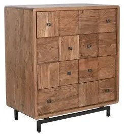 Cassettiera Home ESPRIT Marrone Naturale Metallo Acacia Moderno 87 x 47 x 100 cm