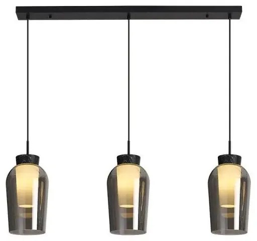 Lampadario Glamour Nora nero cristallo 3x E27 MANTRA