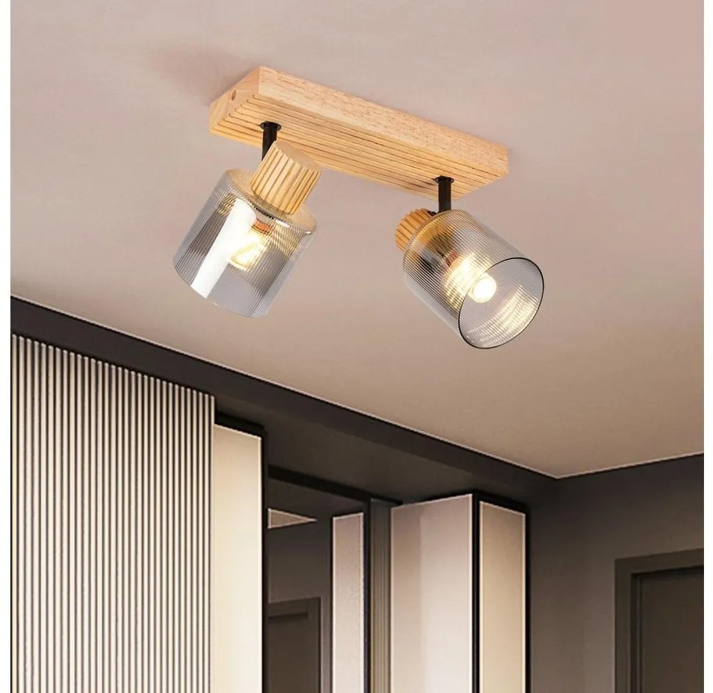 Brilagi - Faretto HYGGE 2xE14/15W/230V in legno di hevea, finitura fumé