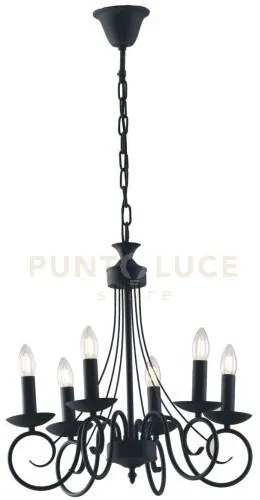 Lampadario beatrice in metallo antracite 6 luci attacco e14 50x120cm