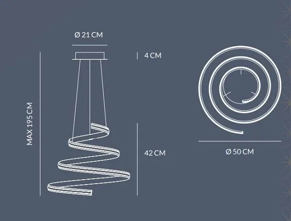 Spiral sospensione 40w 2500lm 3000k ip20 dim