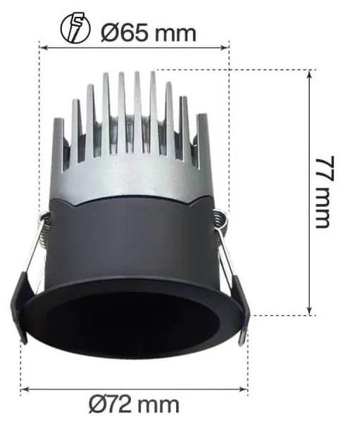 Faro LED da Incasso 10W Nero Ø65mm IP65 CCT, UGR19 con driver Philips Colore Bianco Variabile CCT