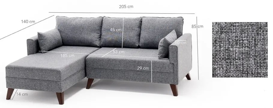 Divano angolare grigio (angolo sinistro) Bella - Balcab Home