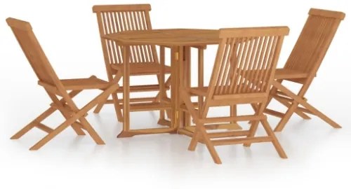 Set da Pranzo Pieghevole per Esterni 5pz Legno Massello di Teak