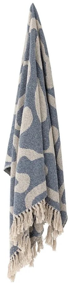 Coperta blu e beige in cotone riciclato 130x160 cm Salobre – Bloomingville