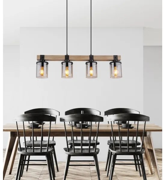 Brilagi - Lampadario a sospensione su cavo VISTA 4xE27/60W/230V rovere